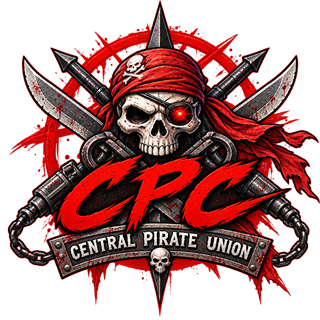 Central Pirate Union 엠블럼 — 두건을 쓴 해골과 교차된 무기