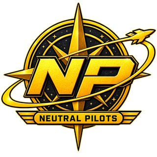 Neutral Pilots 엠블럼 — 나침반과 궤도를 도는 함선