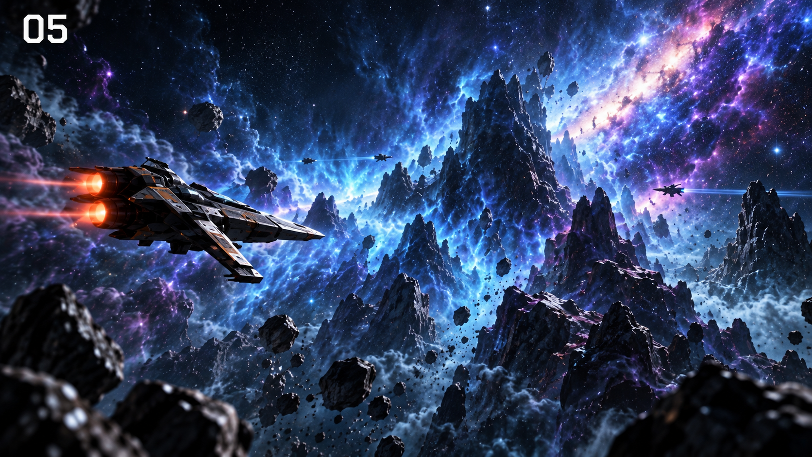성운을 가르는 우주 전투기